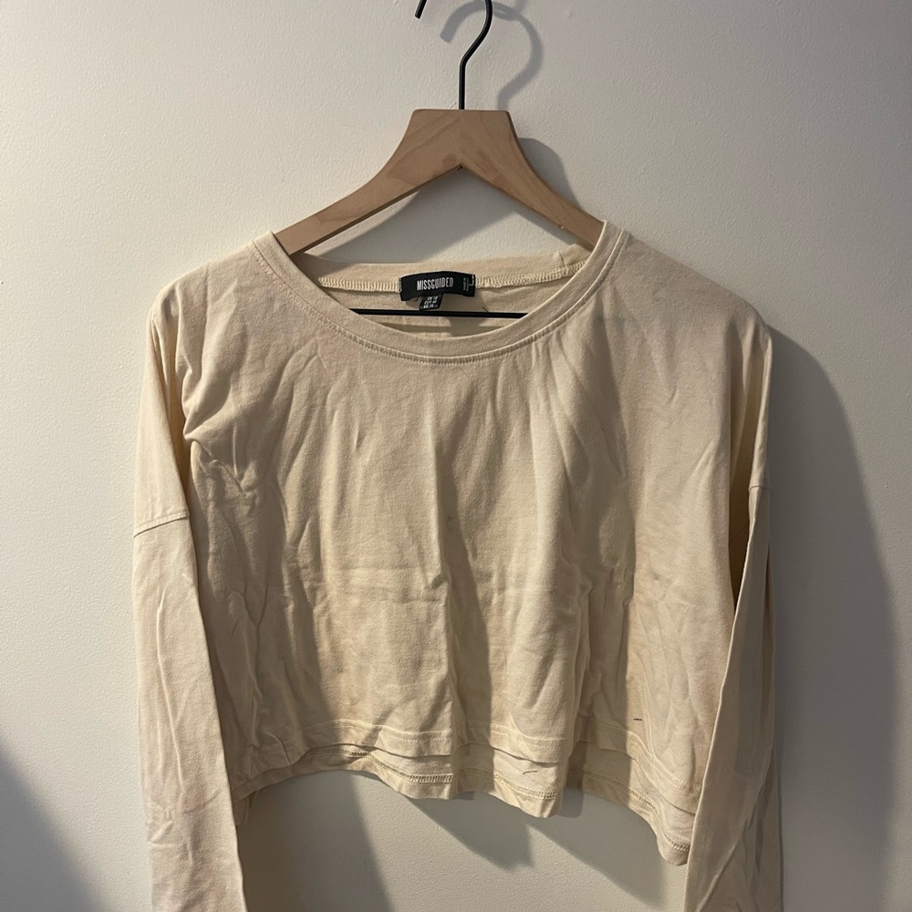 Cropped Missguided Tan Long Sleeve Shirt